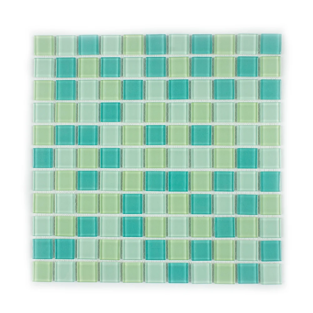 Foshan GUCI mix blue and green crystal mosaic tiles TV background wall decorative glass mosaic