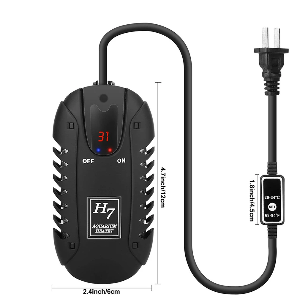 Seabillion Submersible Fish Tank Heater H7 200W Compact Reliable Aquarium Betta Heat-Resistant Milky Quartz Made