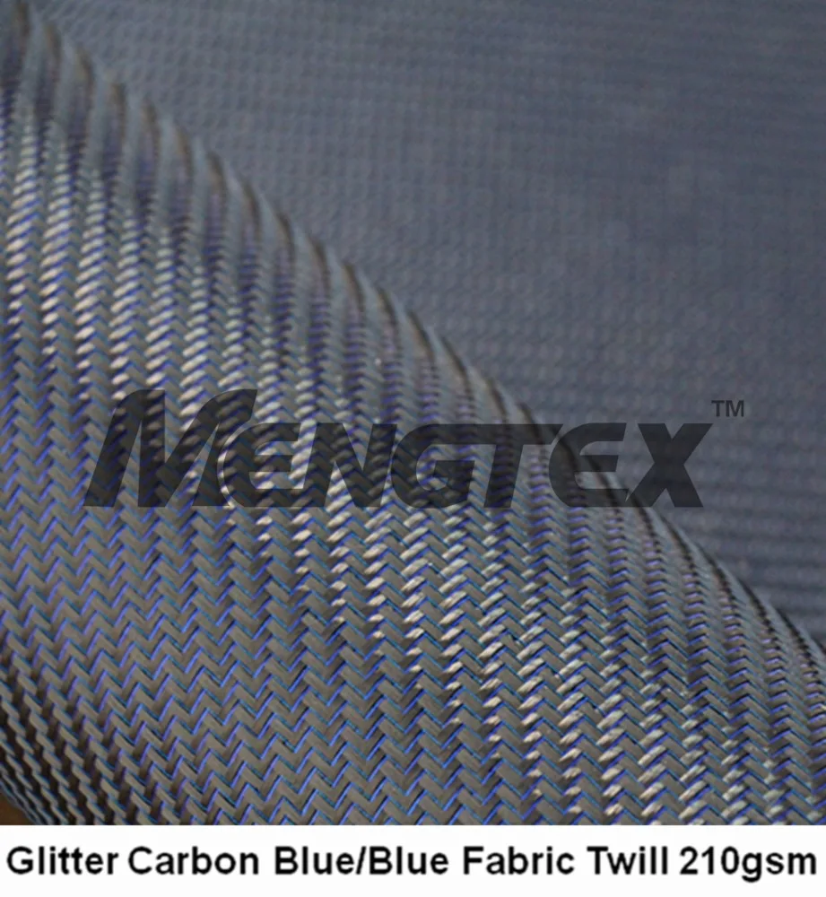 Блеск 3 К углеродного волокна ткани синий саржа 210 GSM