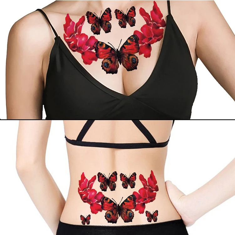 Fashion non-toxic flowers decal temporary body sticker lower back tattoo for women