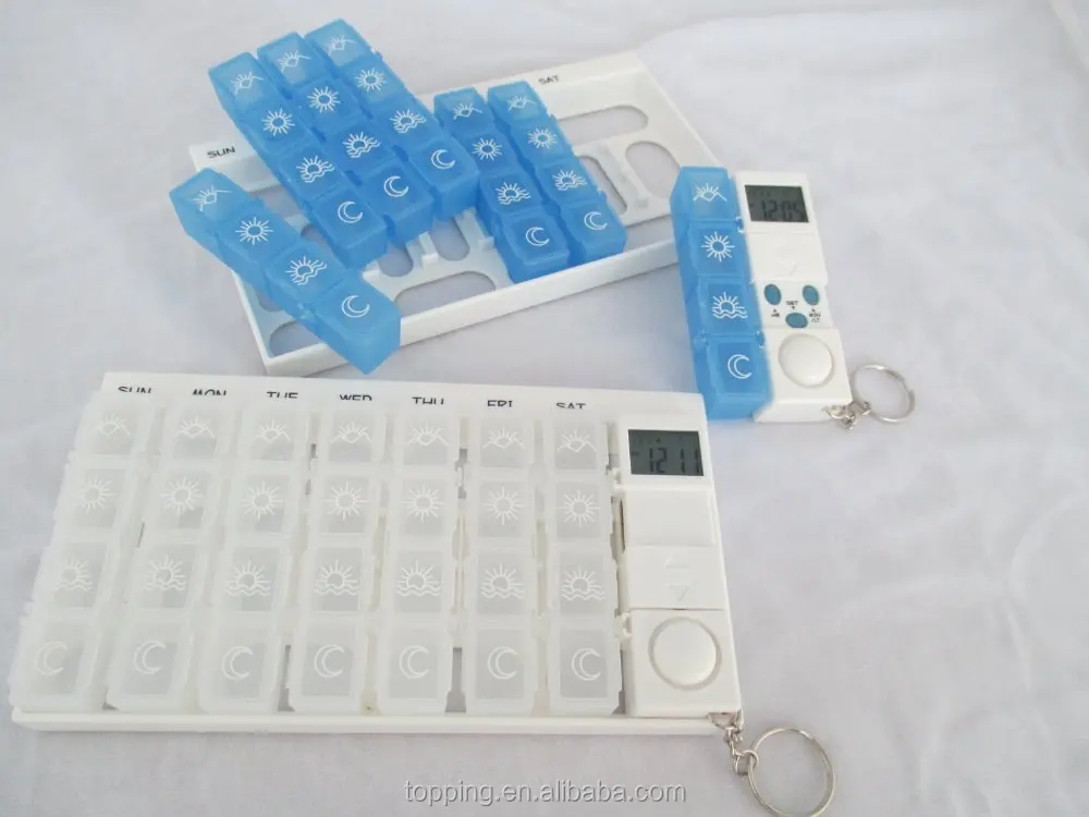 colorful weekly pill reminder with 7 days 28 cmpartments dispenser