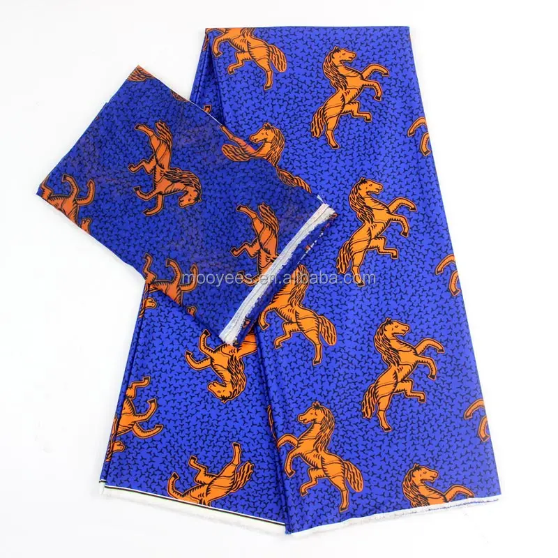 horse design lady fashion african wax printed chiffon fabric silk 6yards