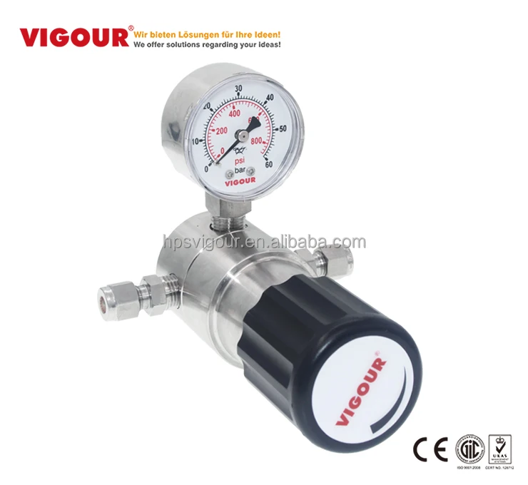 Single stage high purity gas fixed pressure gauge adjustable gas pressure regulator
