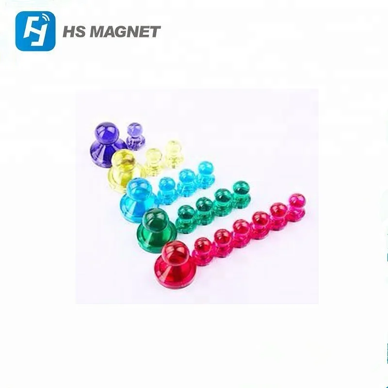 super Chinese factory manufacture Transparent different color durable magnetic push pin for Education Whiteboard Office Fridge
