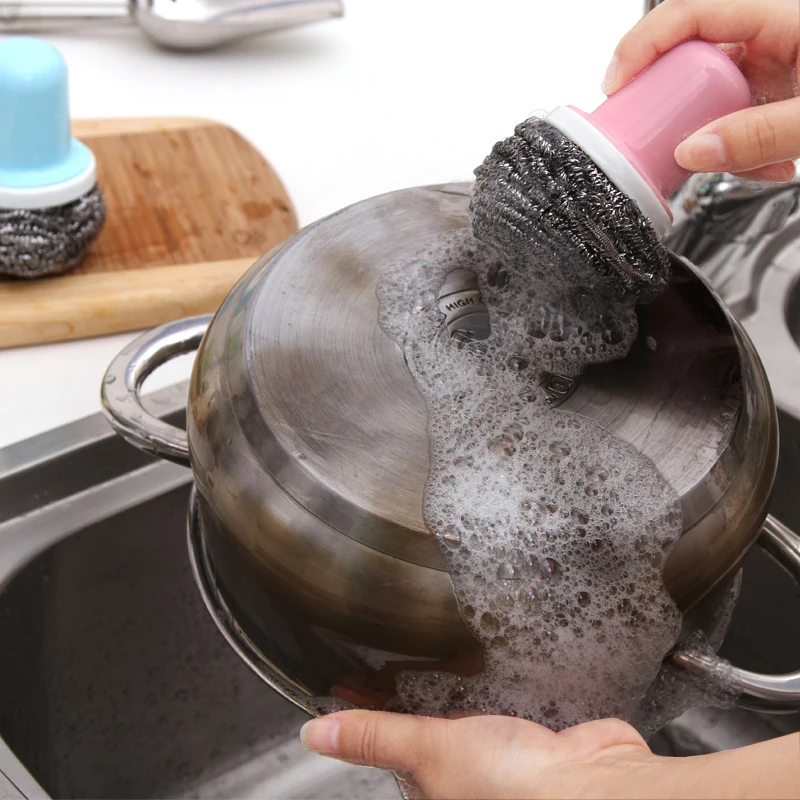 Plastic Handheld Kitchen Steel Wire Washing Cleaning Brush