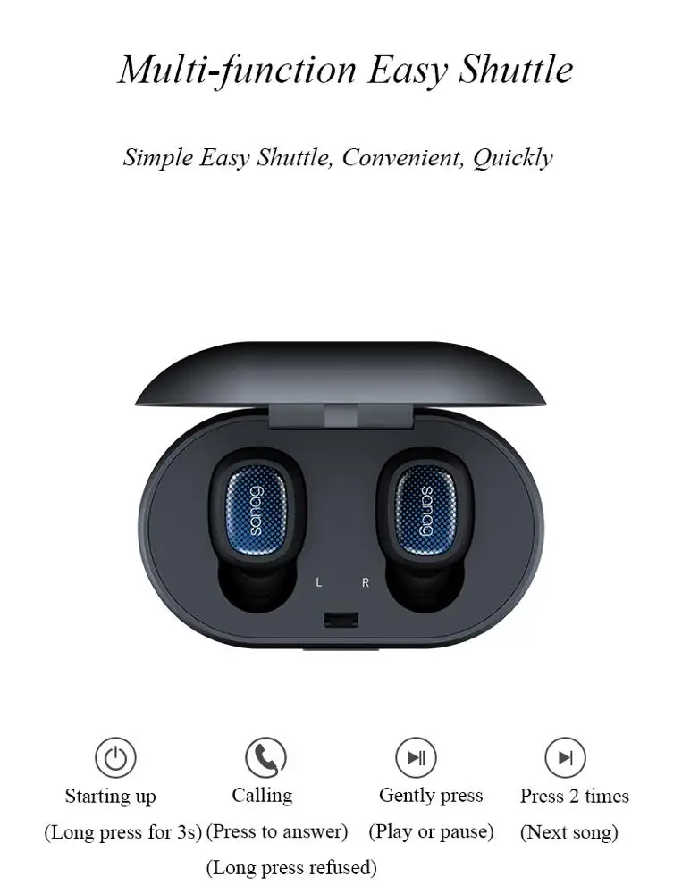 
2019 Factory Wholesale HIFI Ture Wireless Stereo Mini BT 5.0 Headphones T3 Wireless Earbuds 