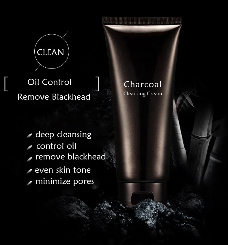 Cream foam deep cleansing anti acne remove blackhead charcoal facial cleanser for oily skin