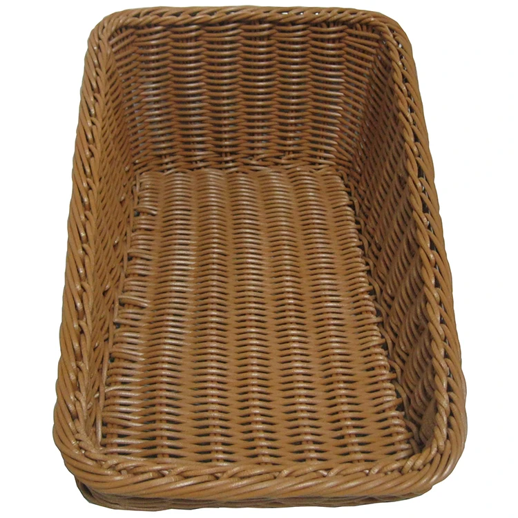 Wholesale customized supermarket vegetable fruit display sloped rattan polypropylene storage basket