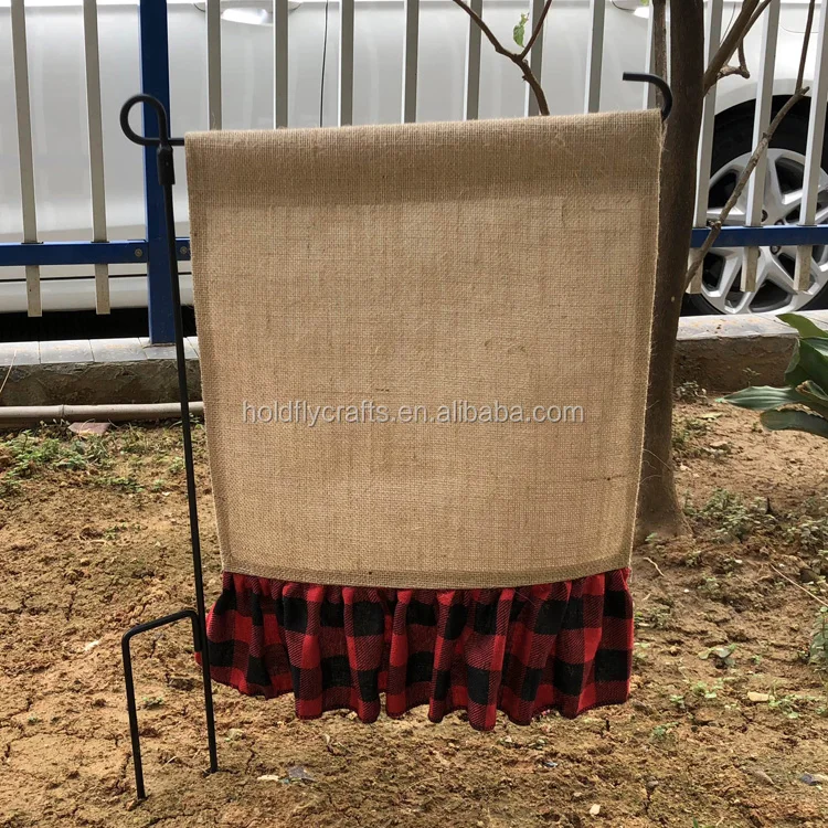 Wholesale Various High Quality Burlap Ruffle Garden Flag, Ruffle Edge Burlap Garden Flag, Blank Garden Flag