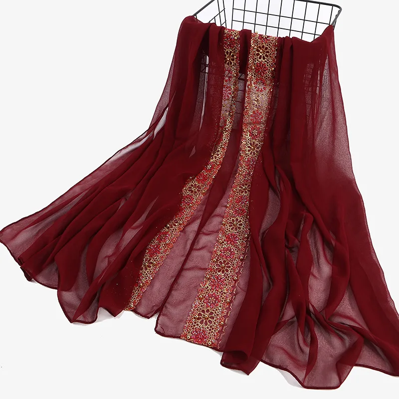 Wholesale china heavy chiffon women Muslim jersey shawl sequin hijab