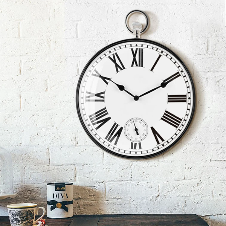 
Hot Selling Two Clock Mechanism Silver Color Plastic Wall Clock with Handle 