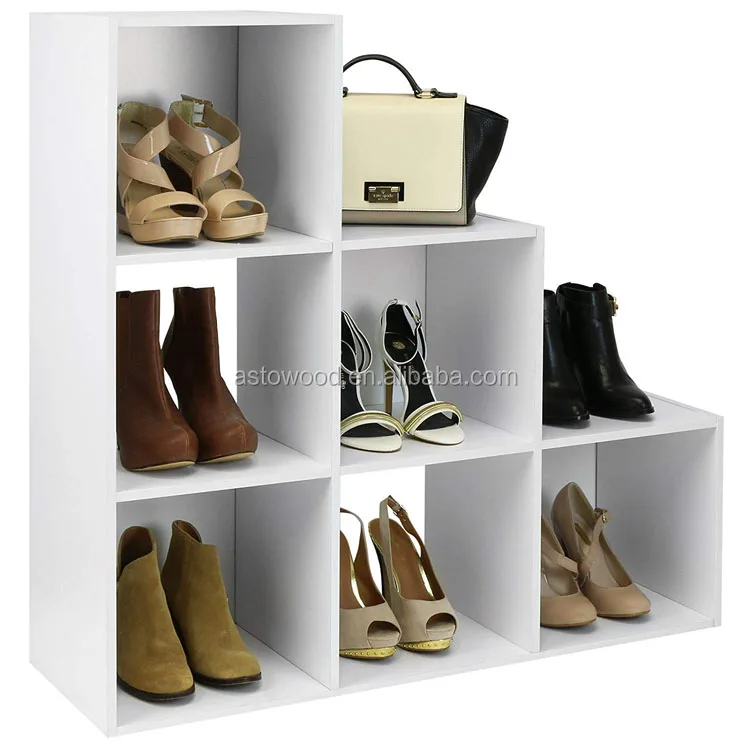 new design Step Bookshelf for CD 6 Shelves Storage Oak color