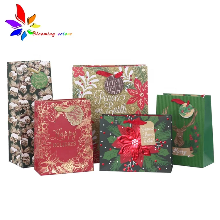 cheap custom shopping coated paper bag with different handle types