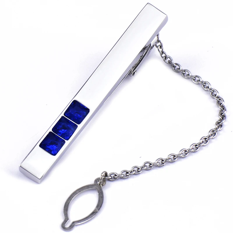 Высококачественный классический мужской зажим для галстука на цепочке с гравировкой без логотипа на заказ