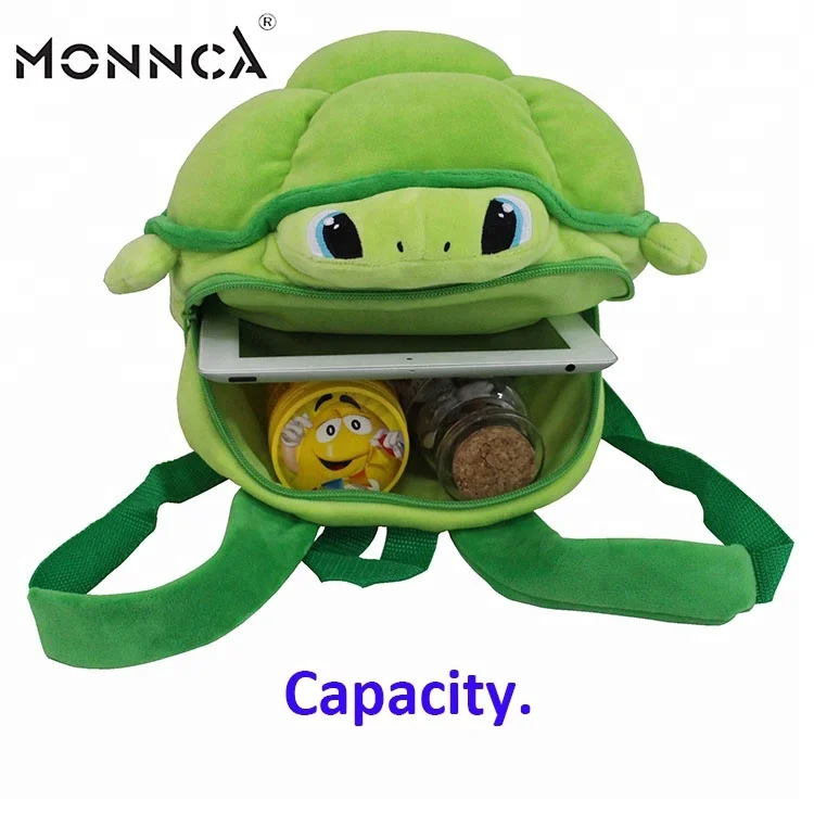 Monnca Custom Shoulder Plush Animal Stuffed Toy Bag For Kid OEM Plush Turtle Animal Backpack For Kids