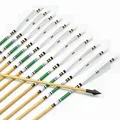 12pcs New 31 Wooden Arrows with 5 white Turkey Feather Broadhead for Traditional bow or Compound