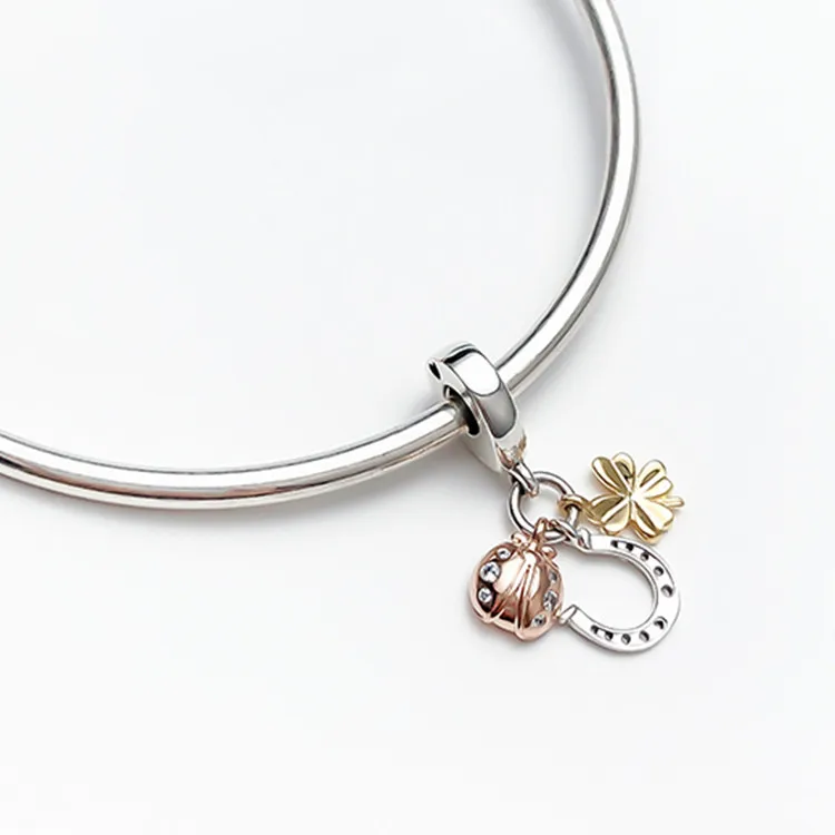 
925 sterling silver pendant 2019 new horseshoe four-leaf clover ladybug pendant 