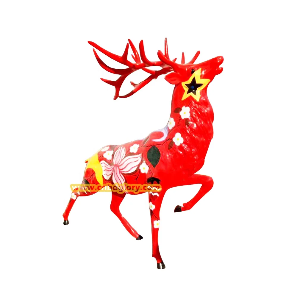 Outdoor Street Landscape Design decoration art sculpture Fiberglass Geometric Deer Statue