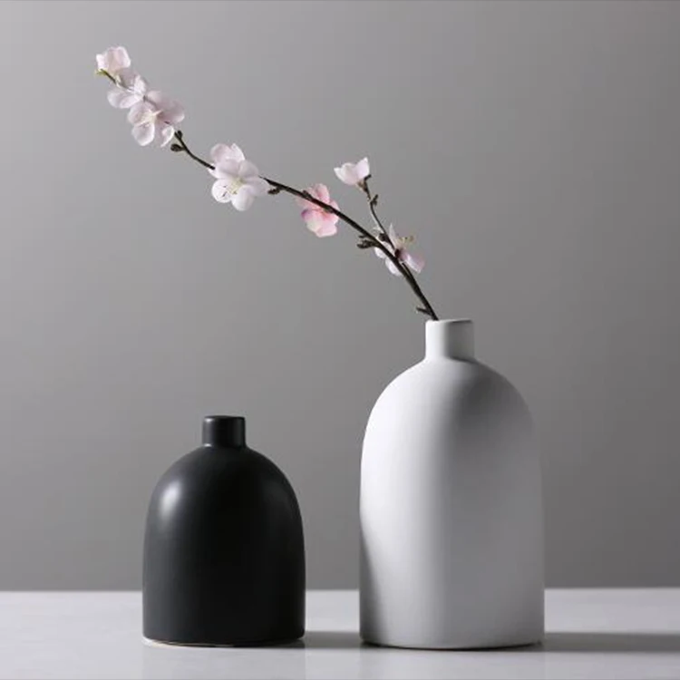  Черно-белая керамическая ваза для цветов простой дизайн украшение