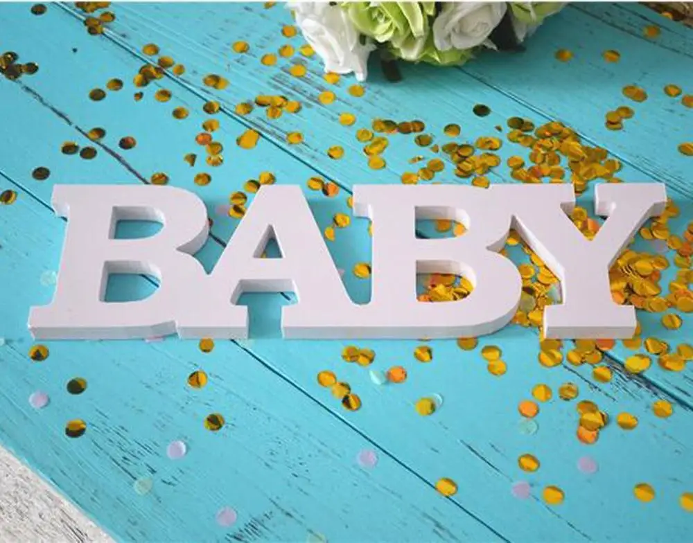 LETTER DECOR ideal  FREESTANDING LETTER White Baby Wooden Letter Table Sign