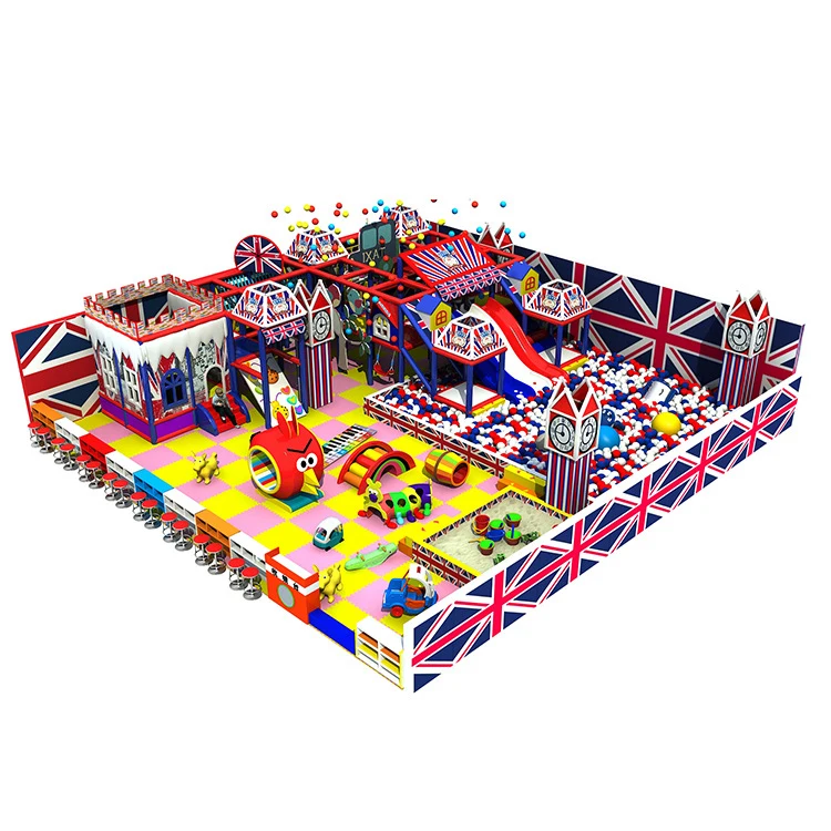 Large shopping mall amusement park equipment kids slide with ball pool for indoor playground