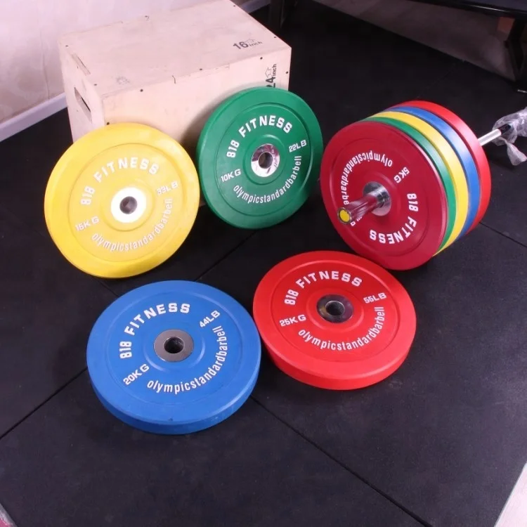 China custom colored rubber coated weight plate 20kg bumper weight plates