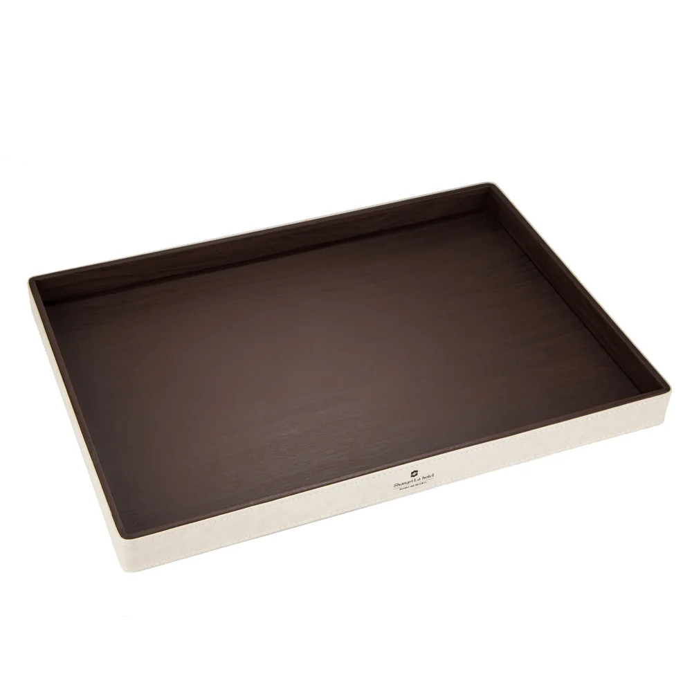 Endurable white and brown leather serving tray hotel suppliers