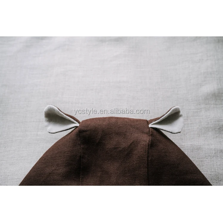 boutique baby bonnet in good quality linen dusty dark violet bonnet for baby caps