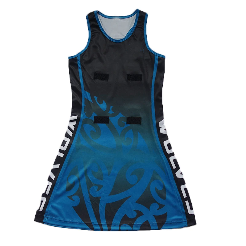 
Custom sublimation slim fit fashion skirts and tops netball uniforms girls with bibs 