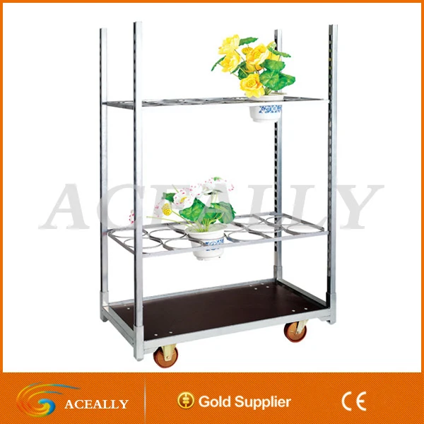 
garden storage steel flower pot car 