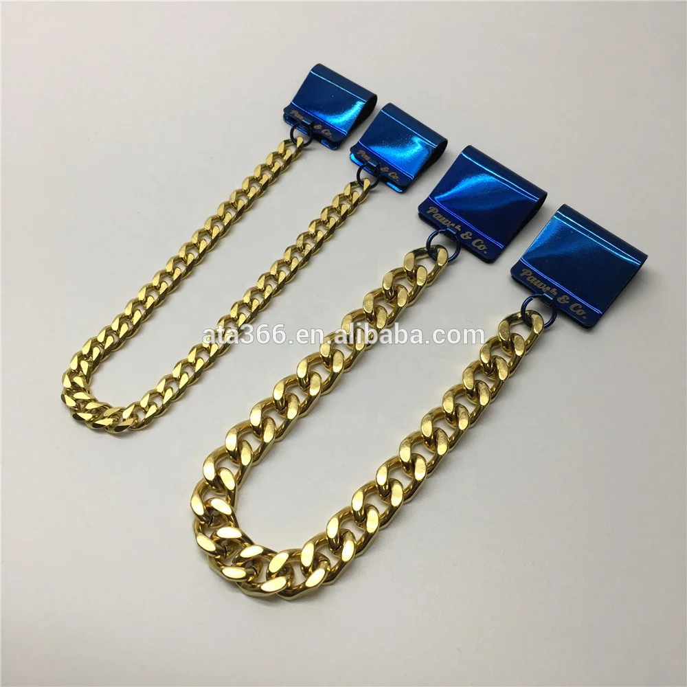 High Quality Dog Clip-On Collar Charms gold dog chain laser logo