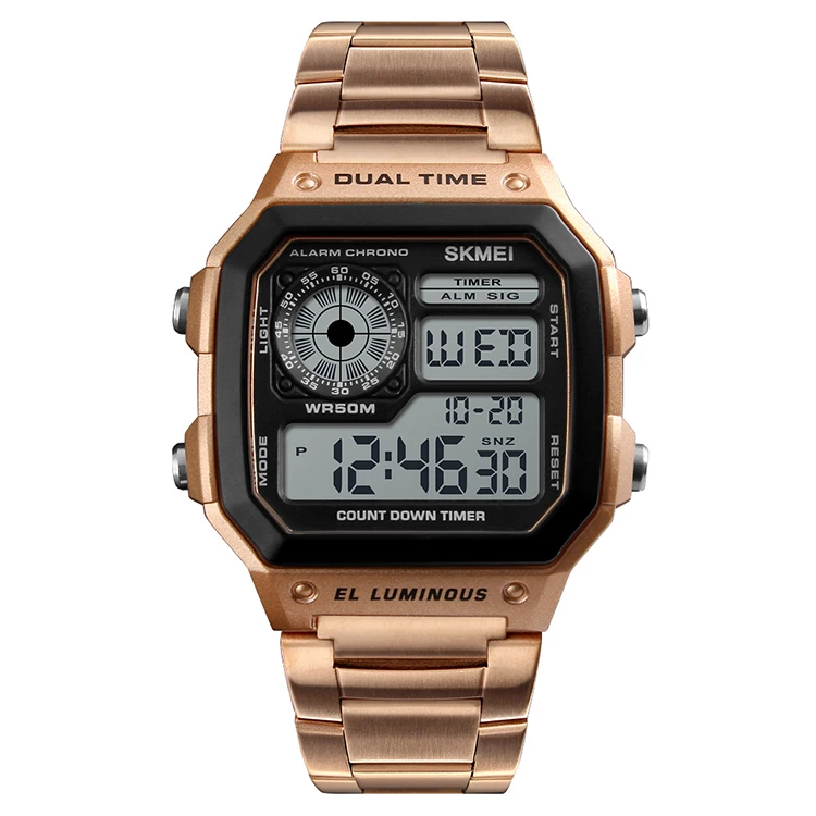 Skmei 1335 hot sale luxury waterproof watch rose gold digital men watch