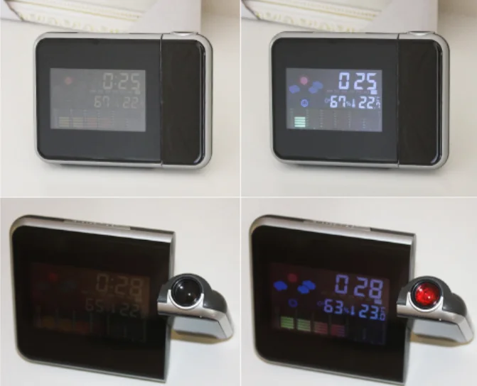 Snooze Light Laser Projection Table Digital Alarm Clock With Weather Station