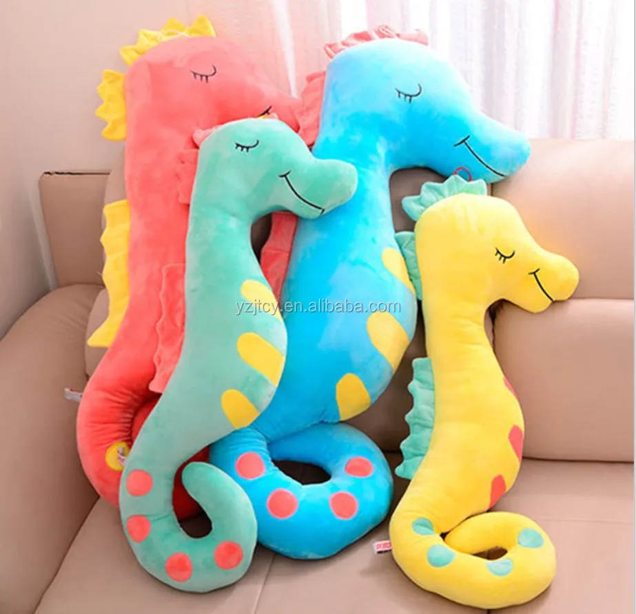 Free Sample Plush sea horse shape pillow soft stuffed plush animal toy/stuffed baby hippocampus custom animal sea horse toy