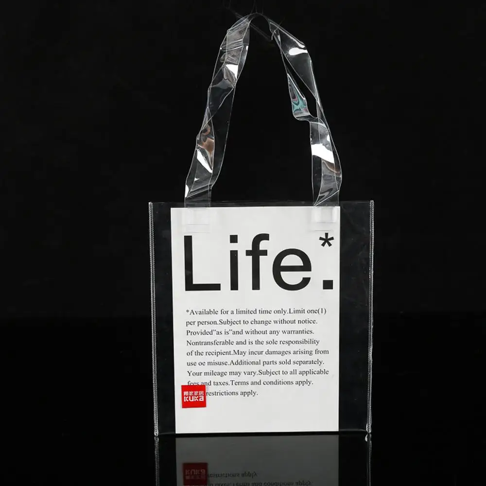 Clear Tote Crossbody Shopper Bag Handles Shoulder Strap PVC Plastic Vinyl bag