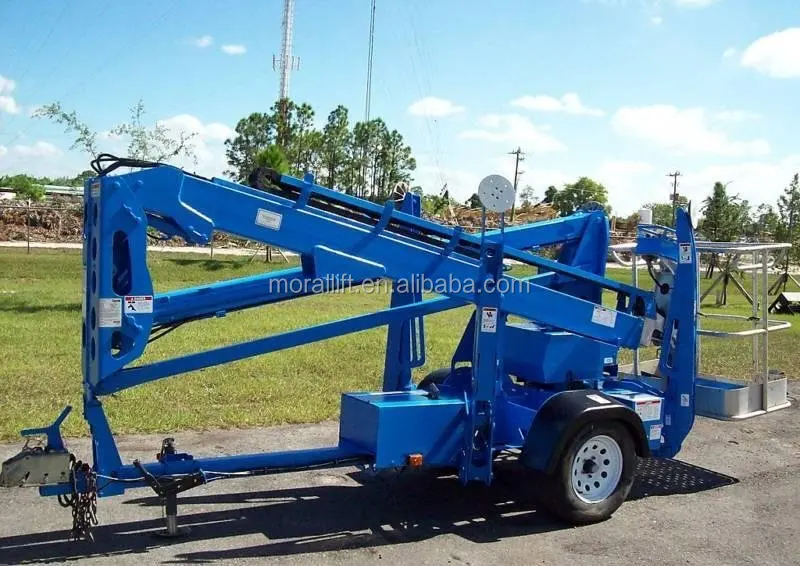 Small telescopic trailer articulating boom lift