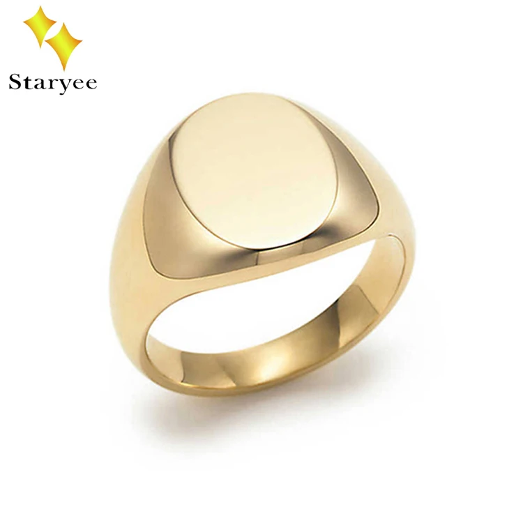 
Wholesale Platinum 9K 10K 14K 18K Solid Gold Plain Blank Custom Signet Ring Mens 