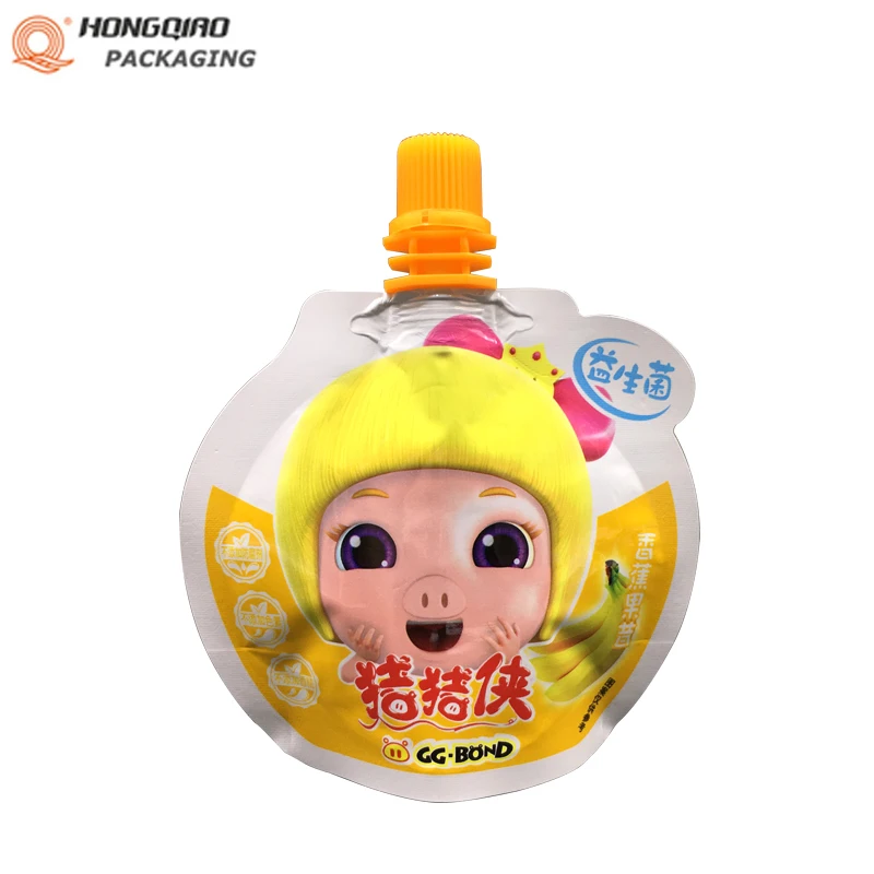 Custom Special Shaped Spout Pouch Fruit Juice Jelly Packaging Bag