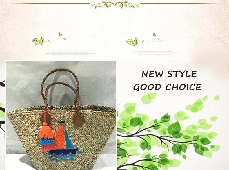 High Quality Women Bags Beach Straw Handbag Shopping Net Bag Mesh Rattan Cotton Rope Beach Weave Bag