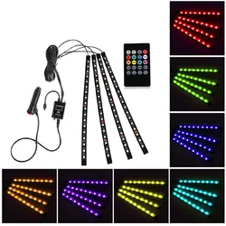 Multi Color Voice Sound Music Control Flexible Interior Decorative Atmosphere Neon Lamp LED Wireless Remote Car Light
