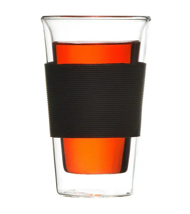Household with silicone sleeve lid high clear pyrex glass travel coffee mug