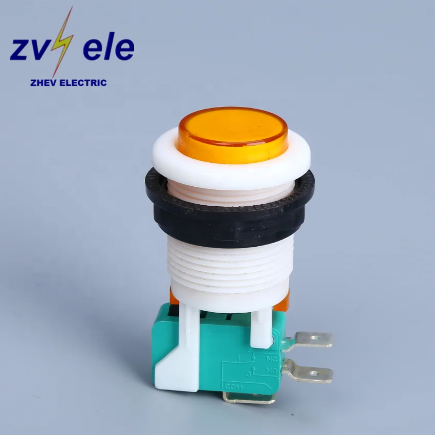 Round Button Arcade Green Micro Switch With White Body Switching