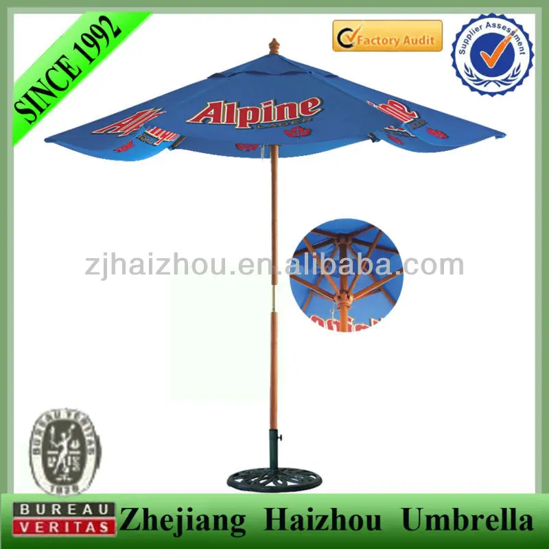 Promotional Patio Umbrella Outdoor Wooden Parasol Garden Umbrella Sun Umbrella With Printing