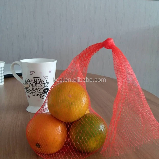 Plastic elastic mesh bag for oranges fruit
