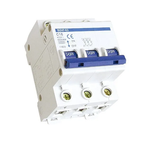 MCB C45N DZ47-63 230V 400V 1P 1Pole 2Pole 3Pole 4Pole 3A 5A 6A 10A 16A 20A 25A 32A 40A 50A 63A 6KA Din rail Mini circuit breaker