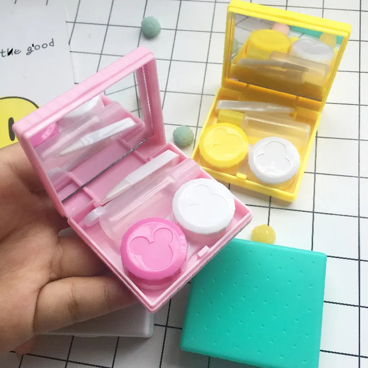 Little square cookie contact lenses packaging box colorful contact lens display portable case wholesale
