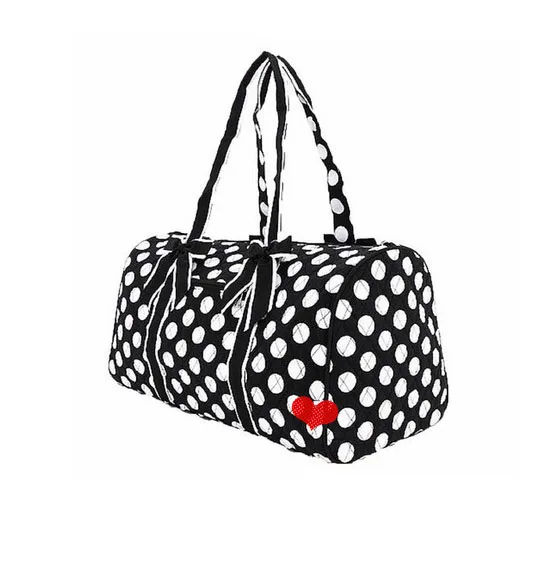 DEQI Womens Quilted Polka Dots Gym Travel Duffle Bag