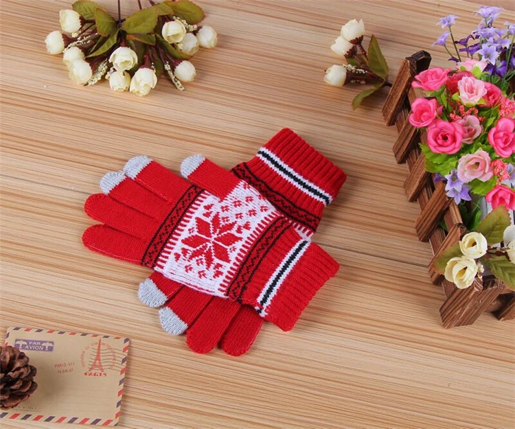 Factory New Style Promotion Knitted Acrylic Touch Sensor Screen Finger Gloves for Smartphone Winter Women Warm Glove Wholesale
