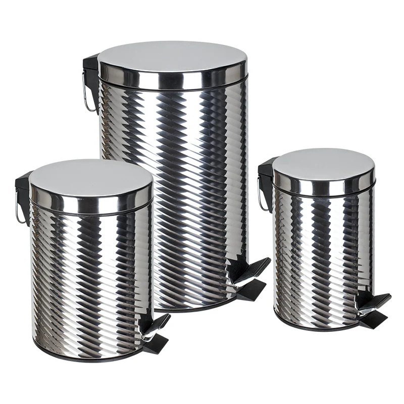 Stainless Steel Round Shaped Dustbin All Size  Step Bin Indoor Kitchen Using Waste Bin Outdoor Rubbish Bin With Soft Closing
