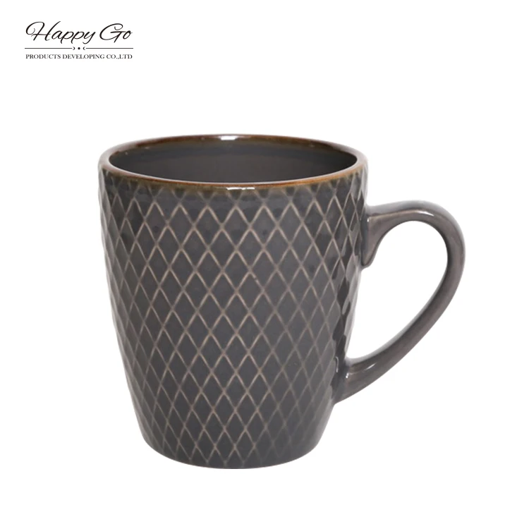 Geometry collection stoneware tabletop set with metallic rim glaze Nordic style modern embossed ceramic dinnerware